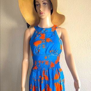 New with tags. Maxi summer dress. Blue and orange.